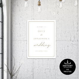 Minimalistisch Script Champagne Gold Welkom Bruilo Poster
