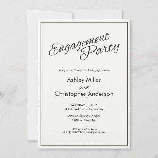 Minimalistisch script Charcoal Black Engagement Pa Kaart (Voorkant)