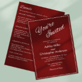 Minimalistisch script Crimson Red All-in-One Weddi Kaart