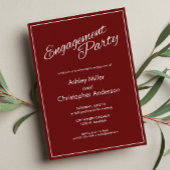 Minimalistisch Script Crimson Red Engagement Party Kaart