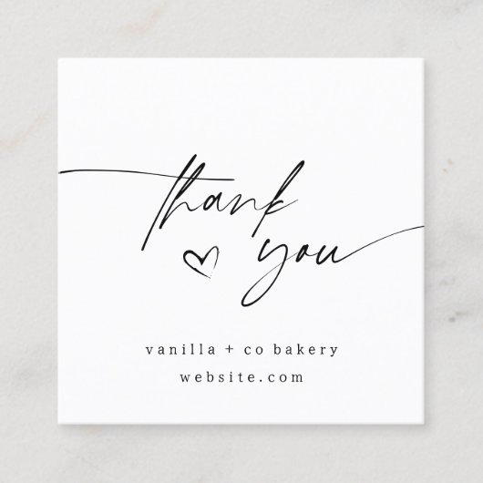 Minimalistisch script Dank je hart klant coupon Vierkante Visitekaartje (Voorkant)