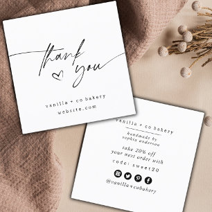 Minimalistisch script Dank je hart klant coupon Vierkante Visitekaartje
