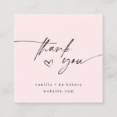 Minimalistisch script Dank je hart klant coupon Vierkante Visitekaartje (Voorkant)