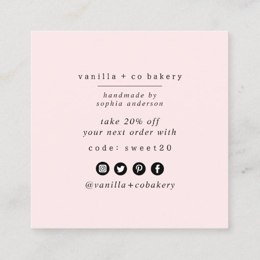 Minimalistisch script Dank je hart klant coupon Vierkante Visitekaartje (Achterkant)