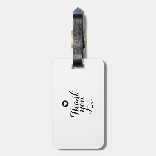 Minimalistisch script Dank je weddenschappen Bagagelabel (Achterkant verticaal)