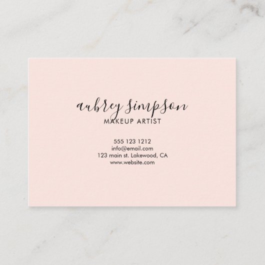 Minimalistisch script Dank u Blush Pink Visitekaartje (Achterkant)