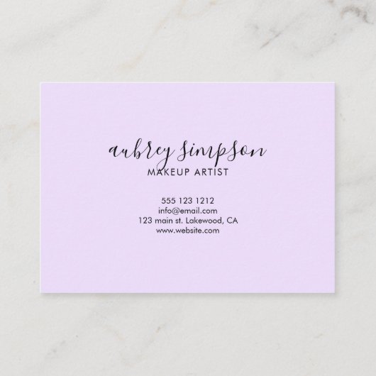 Minimalistisch script Dank u Paarse pasta Visitekaartje (Achterkant)