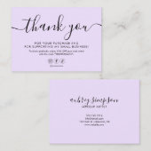 Minimalistisch script Dank u Paarse pasta Visitekaartje (Voorkant / Achterkant)