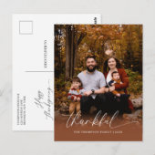 Minimalistisch Script Dankbaar Thanksgiving Foto Briefkaart (Voorkant / Achterkant)