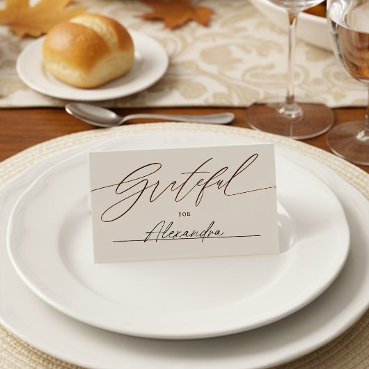 Minimalistisch script dankbaar voor Thanksgiving Plaatskaartje