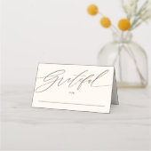 Minimalistisch script dankbaar voor Thanksgiving Plaatskaartje (Voorkant)