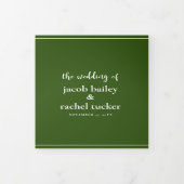 Minimalistisch script Dark Green Wedding Drieluik Uitnodiging (Cover)