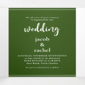 Minimalistisch script Dark Green Wedding Drieluik Uitnodiging (Binnenkant midden)