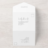 Minimalistisch script dat we QR Code Weddenschap d All In One Uitnodiging (Buitenkant)