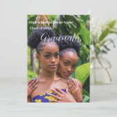 Minimalistisch Script Double Graduation party Kaart (Staand voorkant)