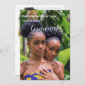 Minimalistisch Script Double Graduation party Kaart (Voorkant / Achterkant)