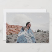 Minimalistisch script drie Photo Double Sided Wedd Save The Date (Achterkant)