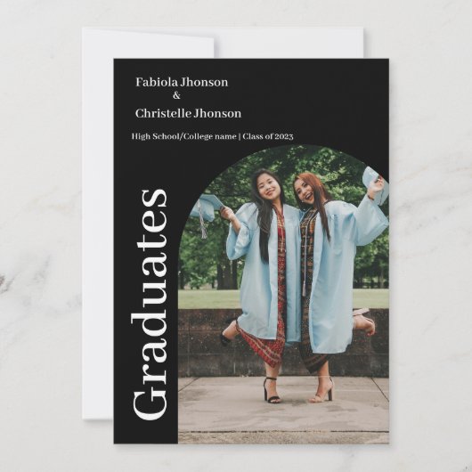 Minimalistisch script, dubbele afstuderen, klasse aankondiging (Voorkant)