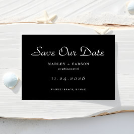 Minimalistisch script Eenvoudige zwarte bruiloft Save The Date