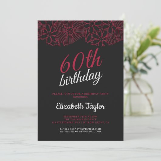 Minimalistisch Script Elegant 60e verjaardagsfeest Kaart (Staand voorkant)