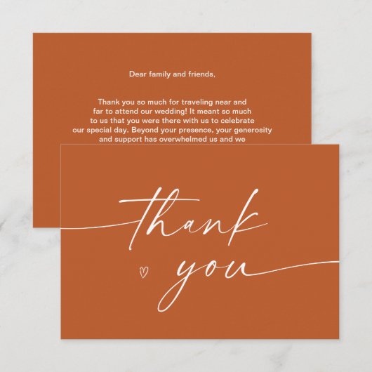 Minimalistisch script Elegant Bedankkaart (Voorkant / Achterkant)