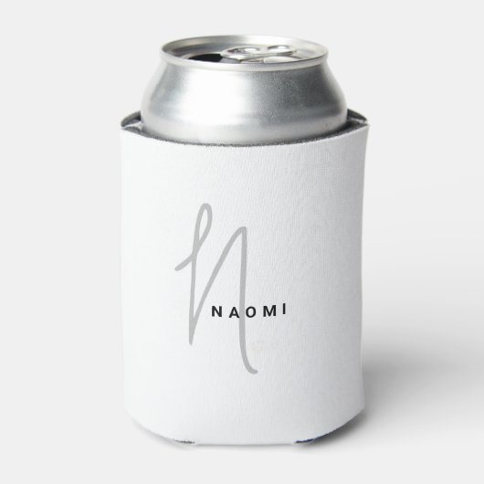 Minimalistisch script | Elegant monogram en naam Blikjeskoeler (Blikje Voorkant)