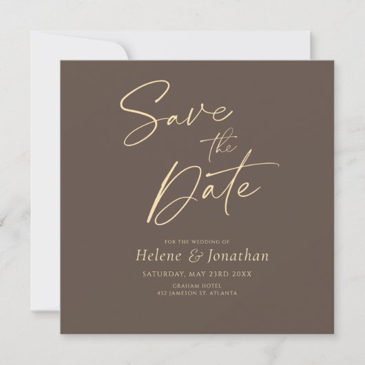 Minimalistisch script Elegant Wedding Save the Dat Kaart (Voorkant)