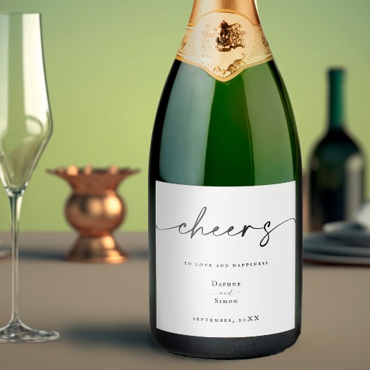 Minimalistisch script ELLE Sparkling Wijnetiket