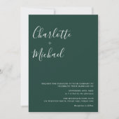 Minimalistisch script Emerald Green Photo Wedding Kaart (Voorkant)