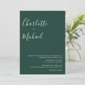 Minimalistisch script Emerald Green Photo Wedding Kaart (Staand voorkant)