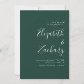 Minimalistisch script Emerald Green Save the Date Aankondiging (Voorkant)