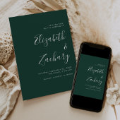 Minimalistisch script Emerald Green Save the Date Aankondiging