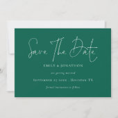Minimalistisch script Emerald Sla de datum op Save The Date (Voorkant)