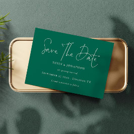 Minimalistisch script Emerald Sla de datum op Save The Date