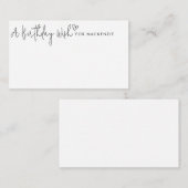 Minimalistisch script en hart Birthday Wish Jar Ka Informatiekaartje (Voorkant / Achterkant)