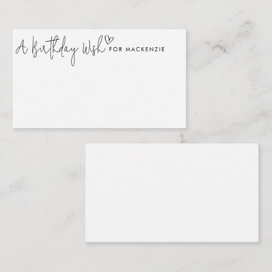 Minimalistisch script en hart Birthday Wish Jar Ka Informatiekaartje (Voorkant / Achterkant)