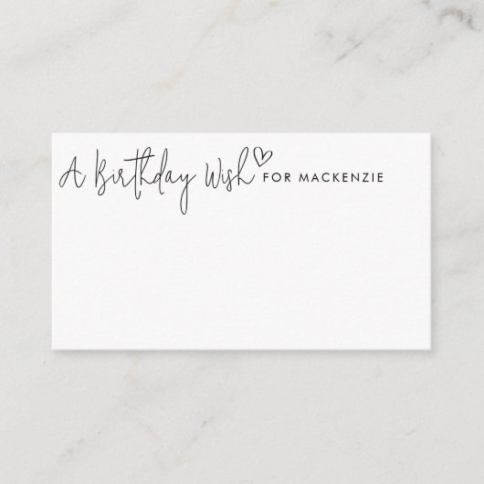 Minimalistisch script en hart Birthday Wish Jar Ka Informatiekaartje (Voorkant)
