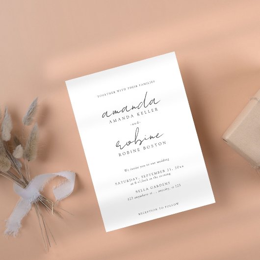 Minimalistisch script en serif bruiloft kaart