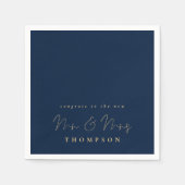 Minimalistisch script felicitaties marine gouden b servet (Voorkant)