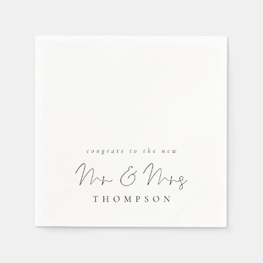 Minimalistisch script feliciteert Mr. Mrs Wedding Servet (Voorkant)