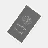 Minimalistisch Script Flower Black and White Weddi Servet (Hoek)