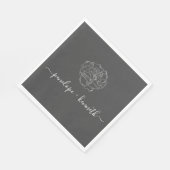 Minimalistisch Script Flower Black and White Weddi Servet (Hoek)