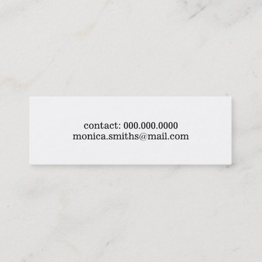 minimalistisch script-font-style elegant & modern mini visitekaartje (Achterkant)