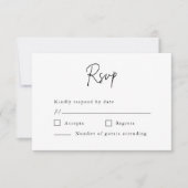 Minimalistisch script formeel huwelijk RSVP kaartje (Voorkant)