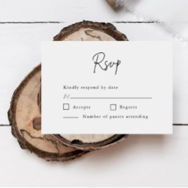 Minimalistisch script formeel huwelijk RSVP kaartje
