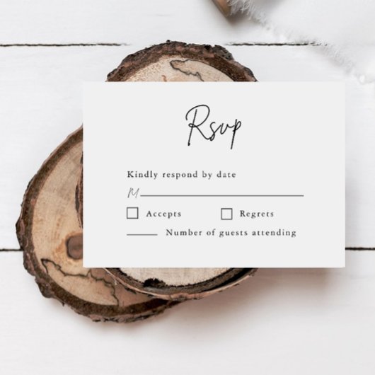 Minimalistisch script formeel huwelijk RSVP kaartje