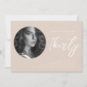 Minimalistisch script foto 30e verjaardag champagn kaart (Voorkant)