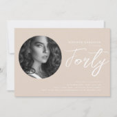 Minimalistisch script foto 40e verjaardag champagn kaart (Voorkant)