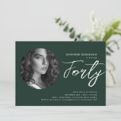Minimalistisch Script Foto 40e verjaardag Emerald Kaart (Staand voorkant)