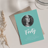 Minimalistisch script foto 40e verjaardagsfeestje  kaart